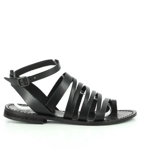 Antichi Romani 802 Nero Black Slingback Sandals