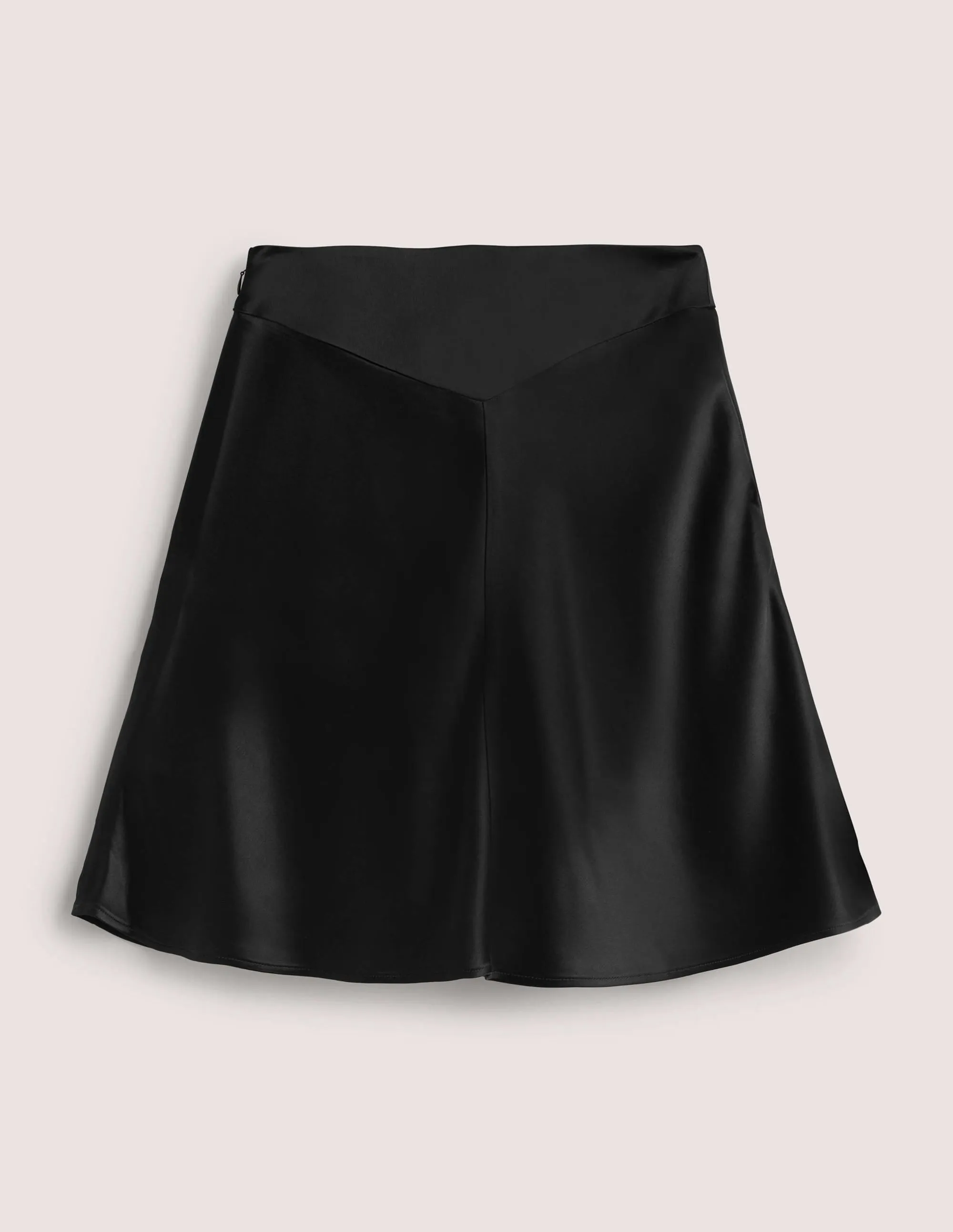 Black Satin Bias-cut Mini Skirt-Black