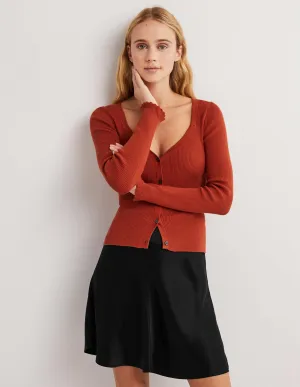 Black Satin Bias-cut Mini Skirt-Black