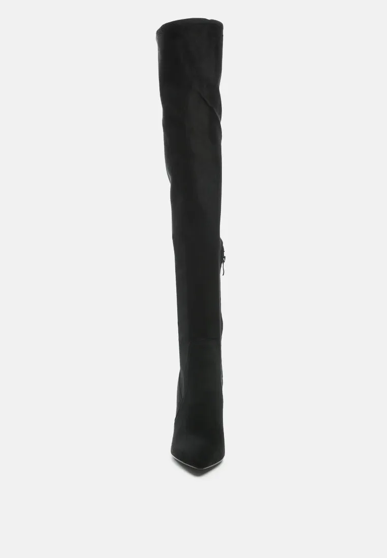 brandy faux suede over the knee high heeled boots