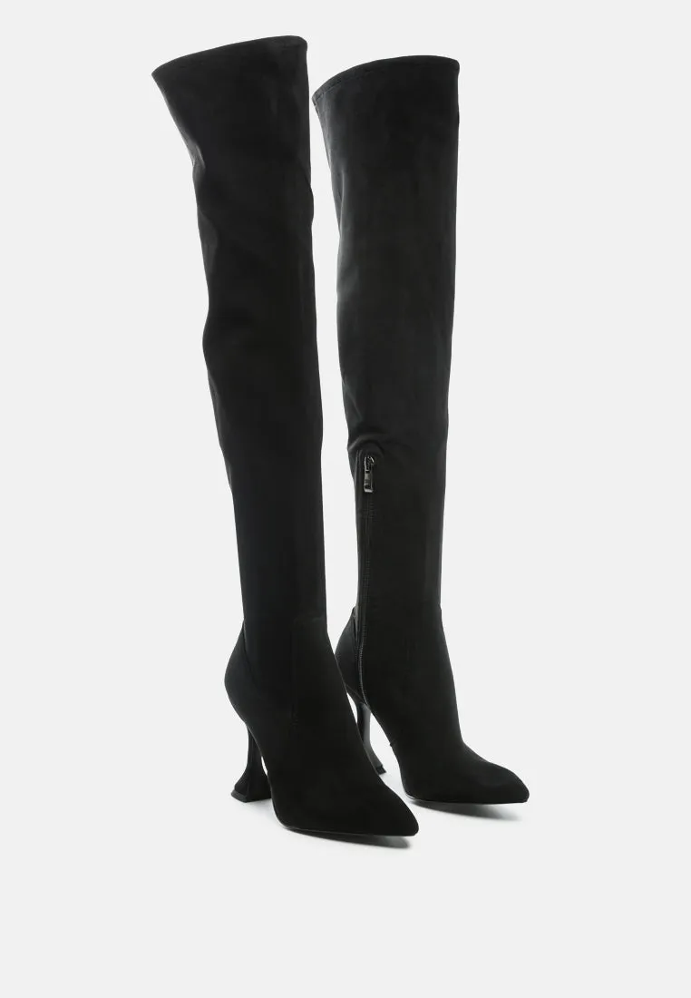 brandy faux suede over the knee high heeled boots