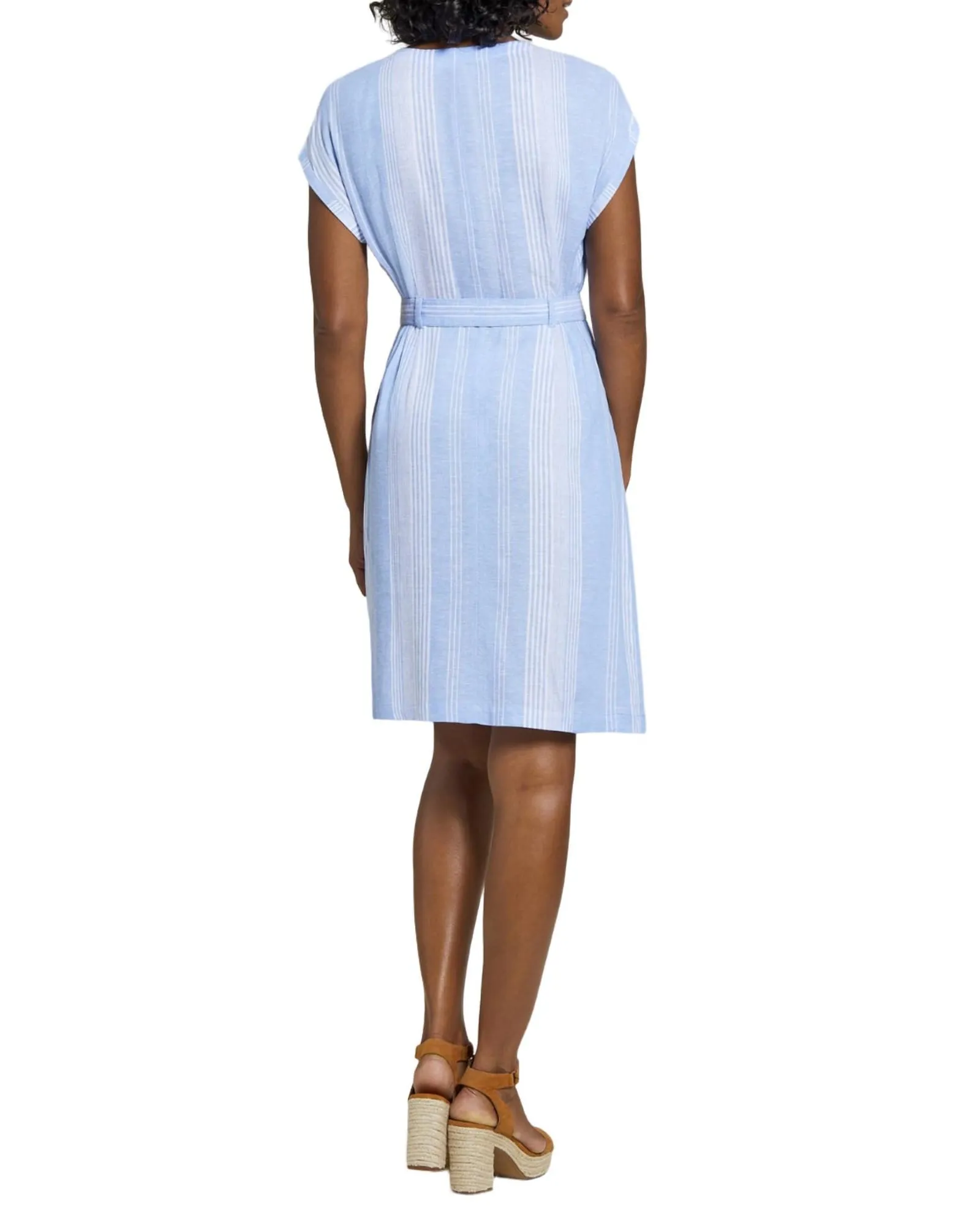 Button Front Cap Sleeve Dress In Blue Bazr | Blue Bazr