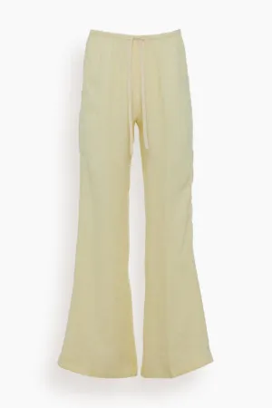 Chic Linen Herringbone Elasticated Pant in Luce