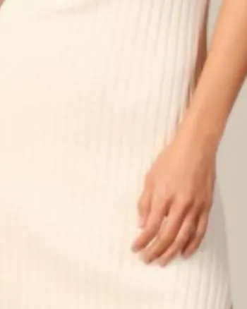 Classic Ribbed Knit Dress In Cream | Cream