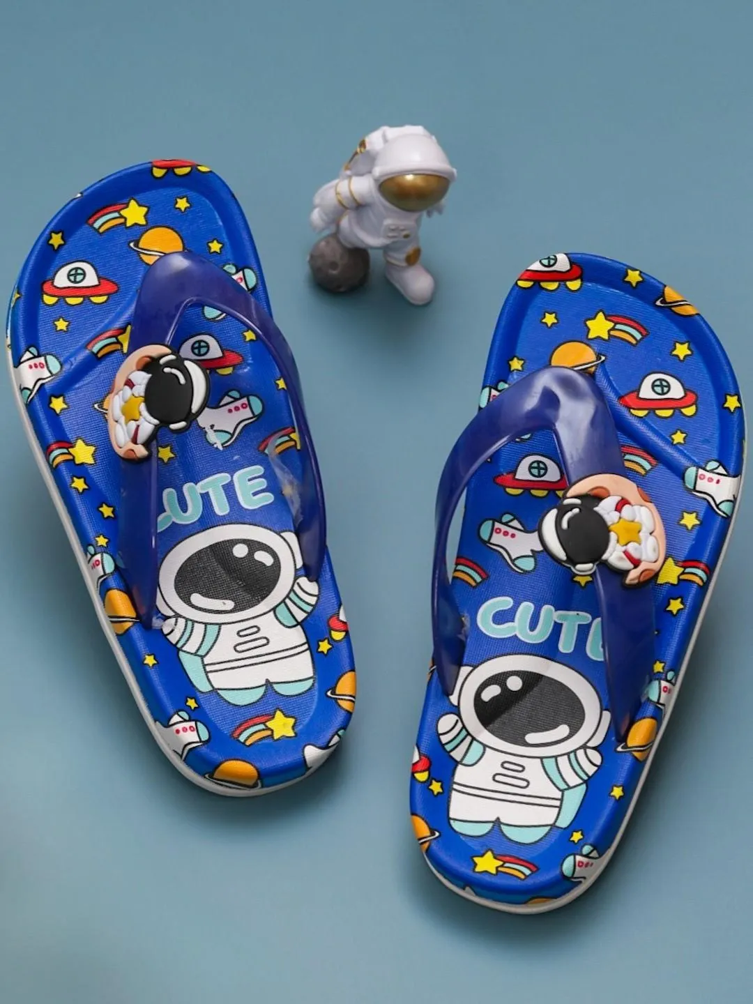 Deep Blue Astronaut Slides With Playful Design For Boys