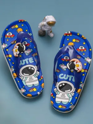 Deep Blue Astronaut Slides With Playful Design For Boys