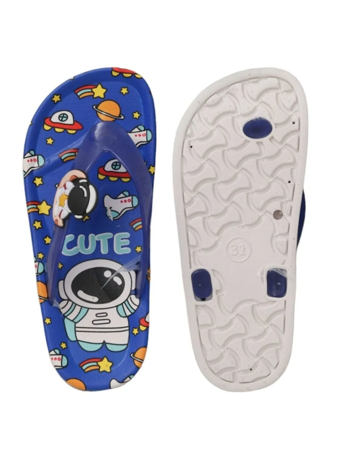 Deep Blue Astronaut Slides With Playful Design For Boys