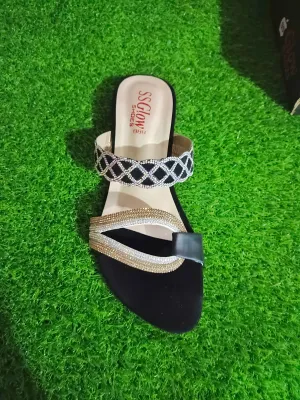 Elegant Beaded Sandals Black