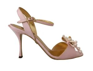 Elegant Silk Blend Pink Ankle Strap Heels