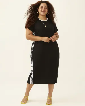 Eloise Sporty Stripe T-Shirt Dress | Black