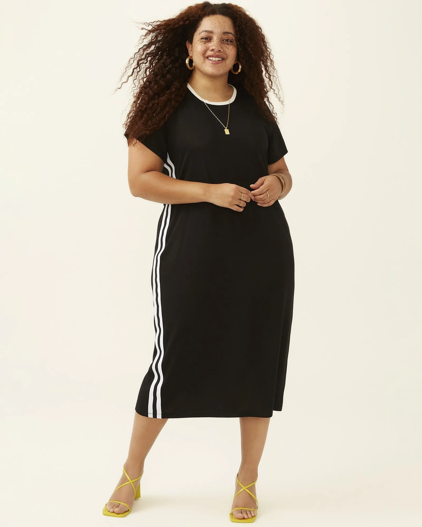 Eloise Sporty Stripe T-Shirt Dress | Black