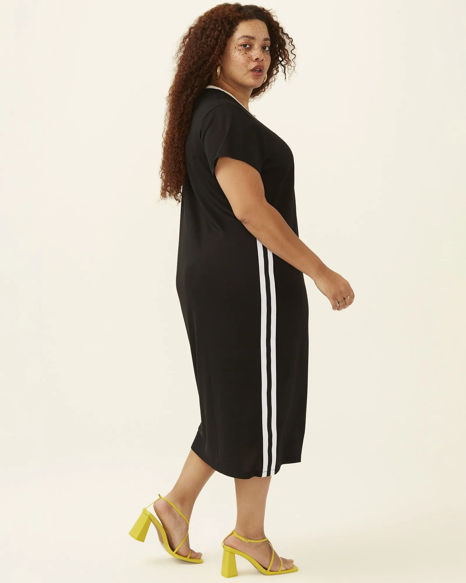 Eloise Sporty Stripe T-Shirt Dress | Black