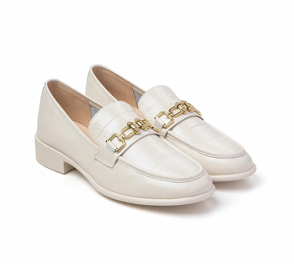 EVERAU® Leather Low Block Heels Loafer Katia