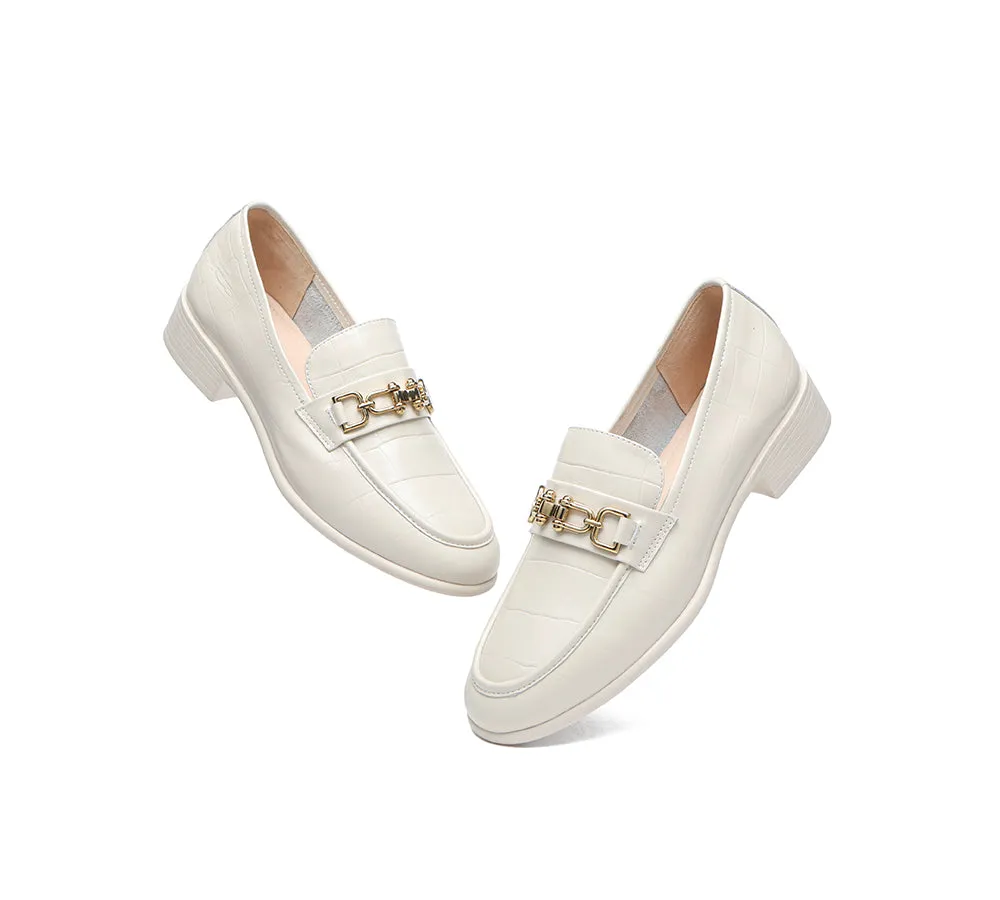 EVERAU® Leather Low Block Heels Loafer Katia