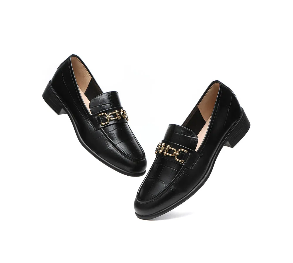 EVERAU® Leather Low Block Heels Loafer Katia