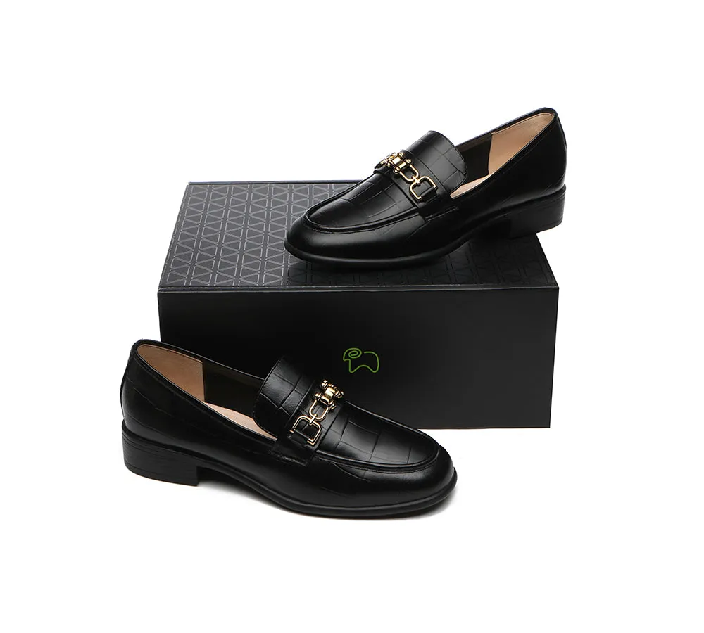 EVERAU® Leather Low Block Heels Loafer Katia