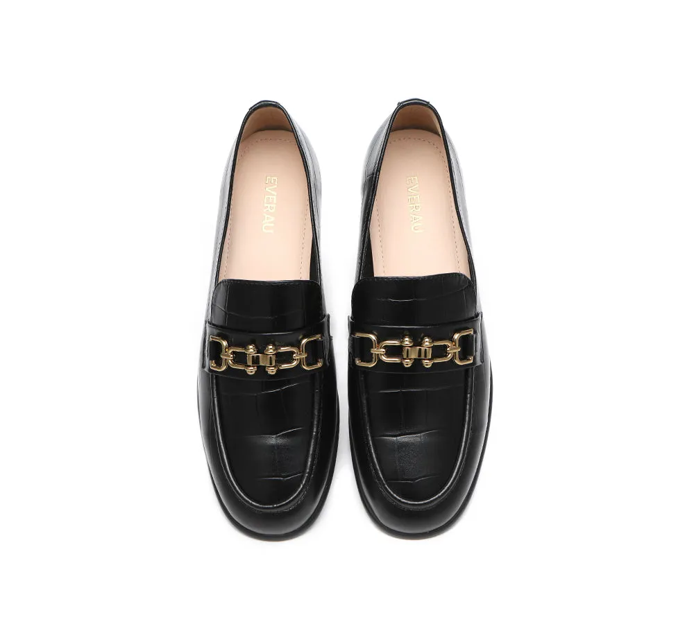 EVERAU® Leather Low Block Heels Loafer Katia