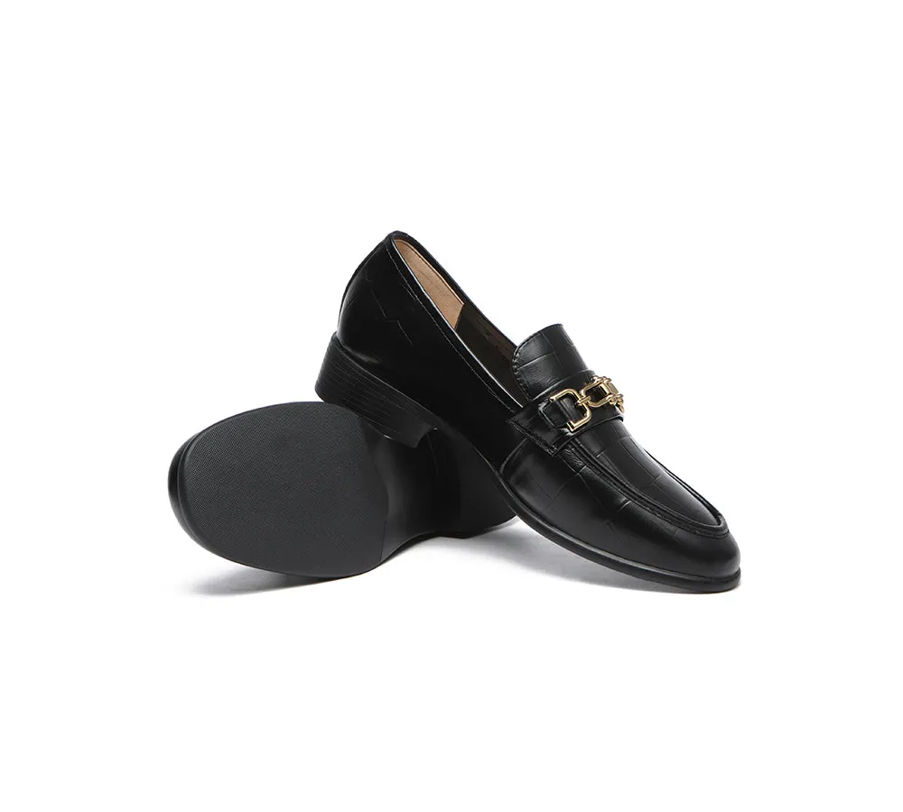 EVERAU® Leather Low Block Heels Loafer Katia