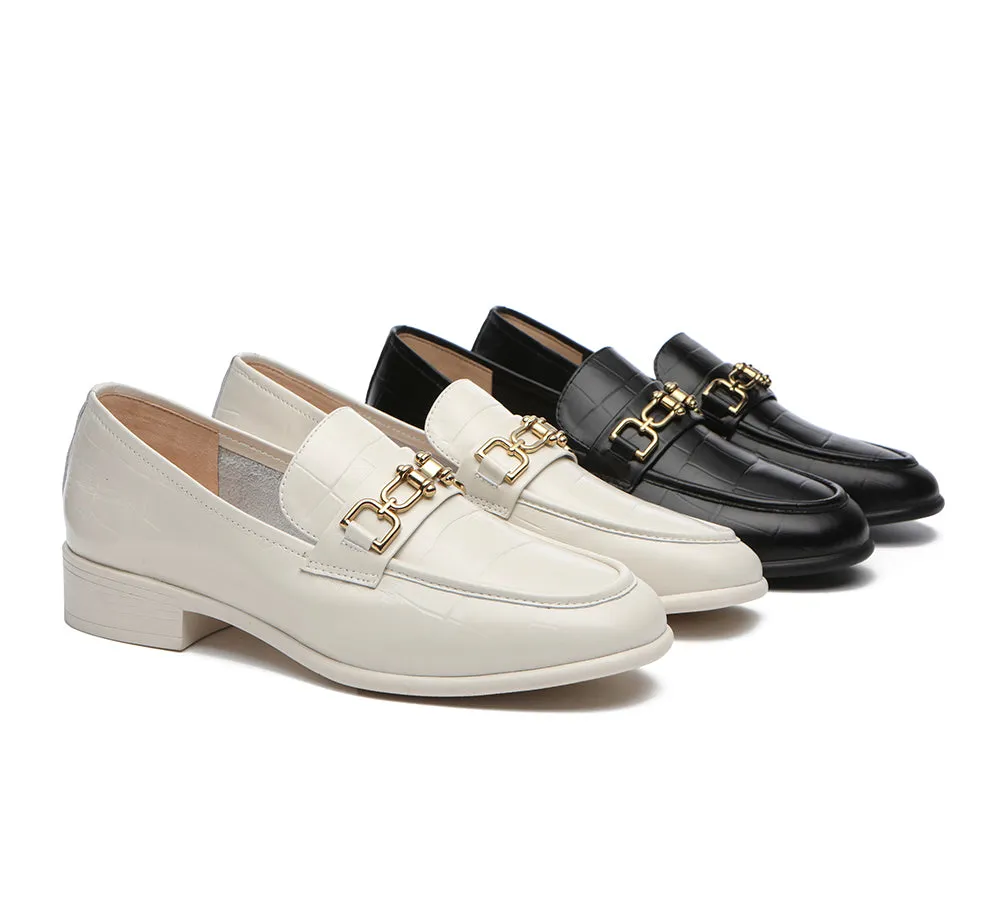 EVERAU® Leather Low Block Heels Loafer Katia