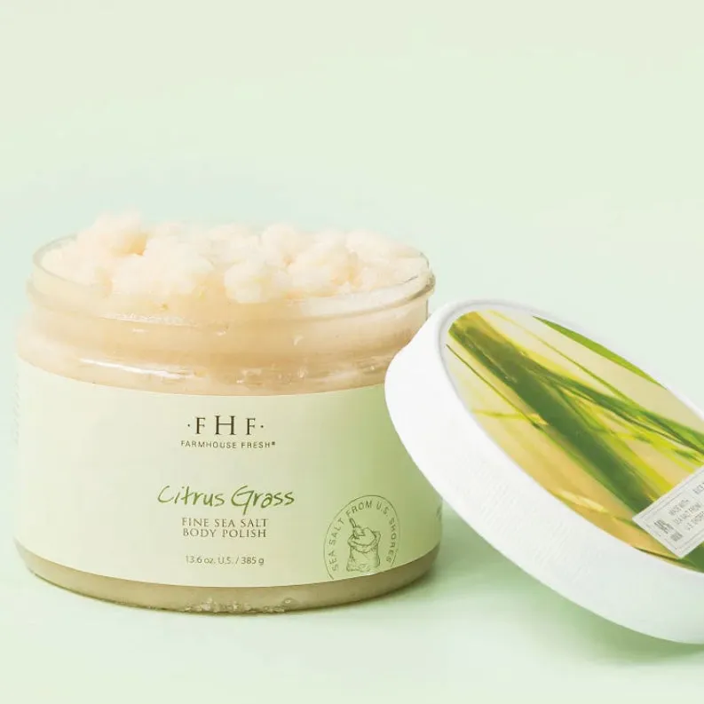 Farmhouse Fresh Citrus Grass Fine Sea Salt Body Scrub 12 oz. Jar