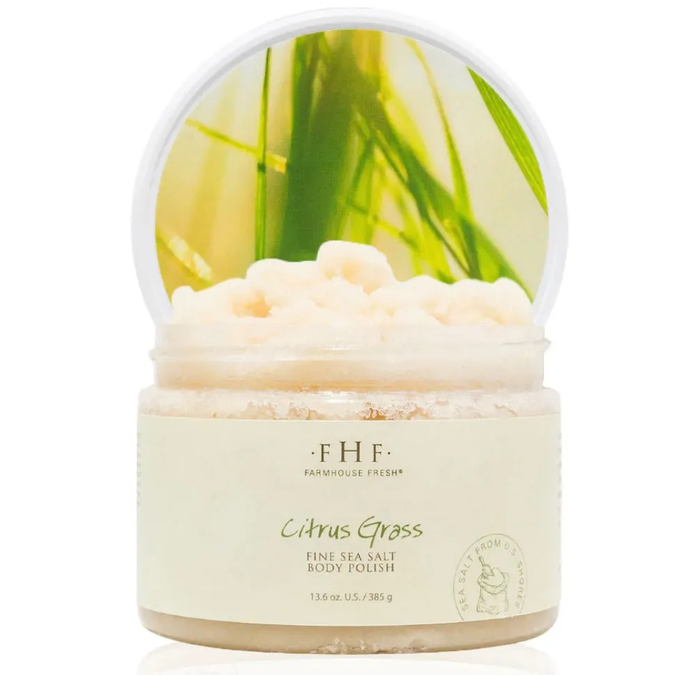 Farmhouse Fresh Citrus Grass Fine Sea Salt Body Scrub 12 oz. Jar