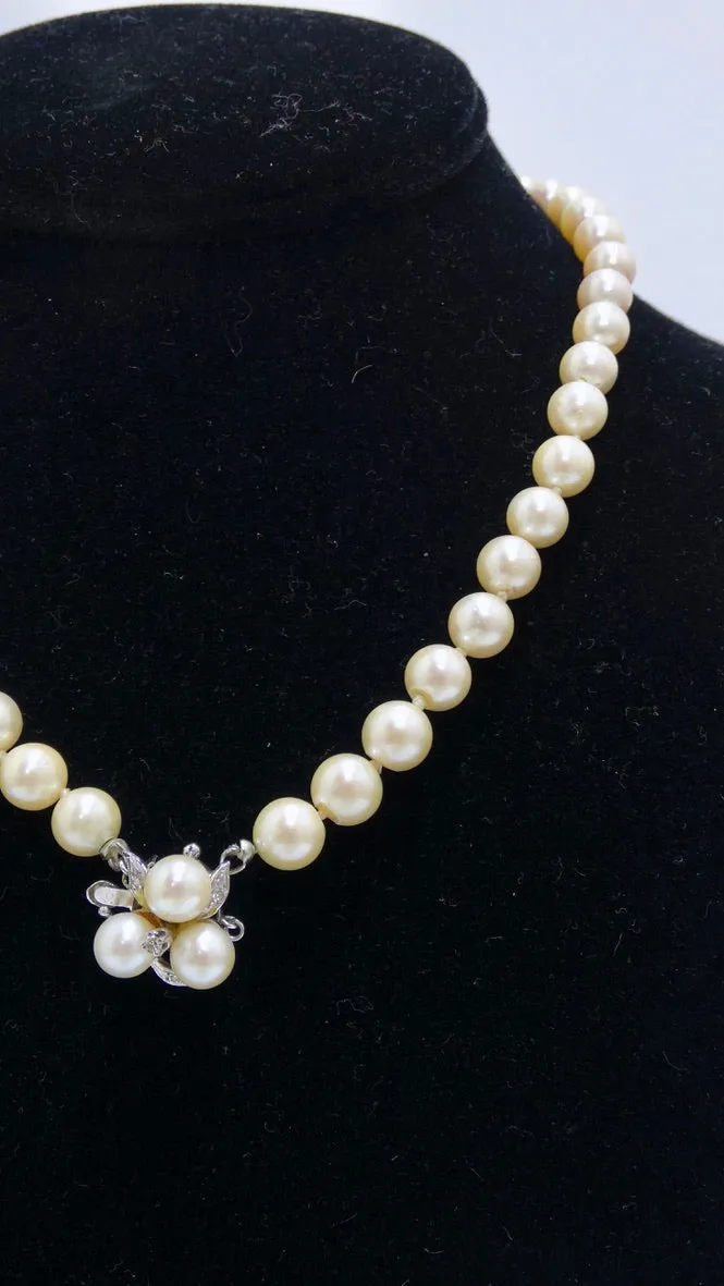 Freshwater Pearl and Diamond Necklace