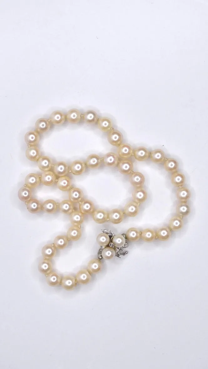 Freshwater Pearl and Diamond Necklace