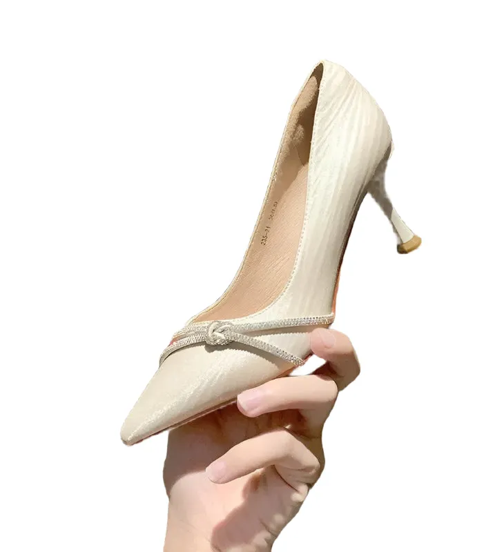 Ladies Black Rhinestone Diamond Pumps – Elegant Wedding & Bride Shoes with Heel, Crystal Dress Shoes for Women