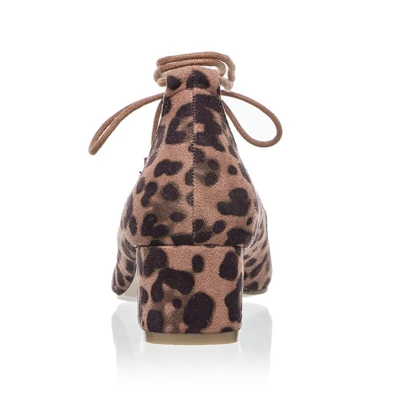 Leopard Print Lace Up Pumps
