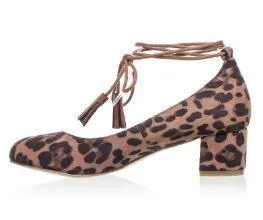 Leopard Print Lace Up Pumps