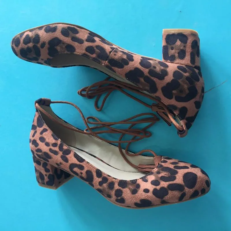 Leopard Print Lace Up Pumps