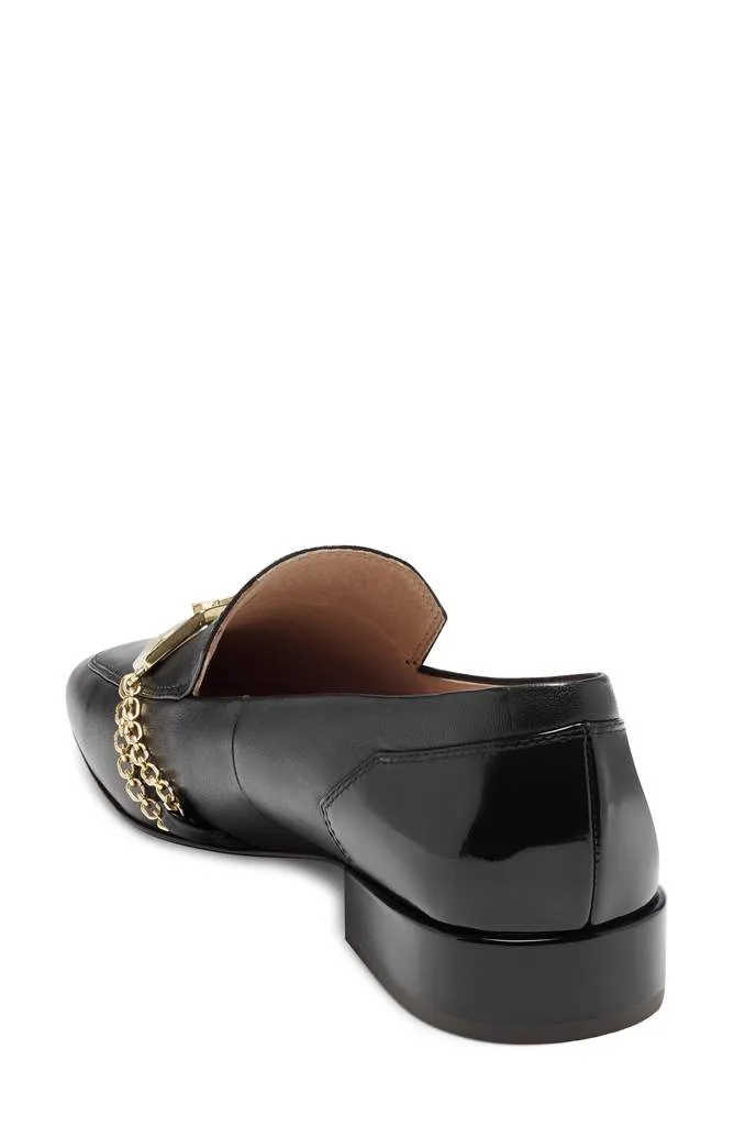 Louise Et Cie Everland Black Leather Scale Embossed Leather Chain Detail Loafers