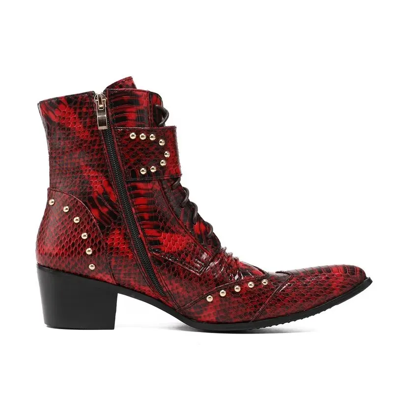 LuxeLeather Exotic-Textured Chic Dress Boots