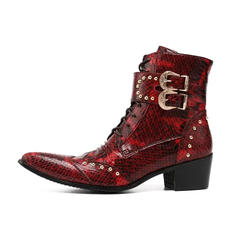 LuxeLeather Exotic-Textured Chic Dress Boots