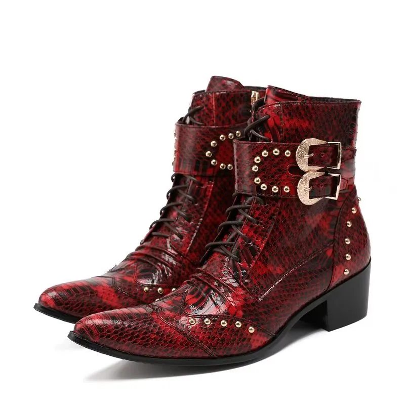 LuxeLeather Exotic-Textured Chic Dress Boots