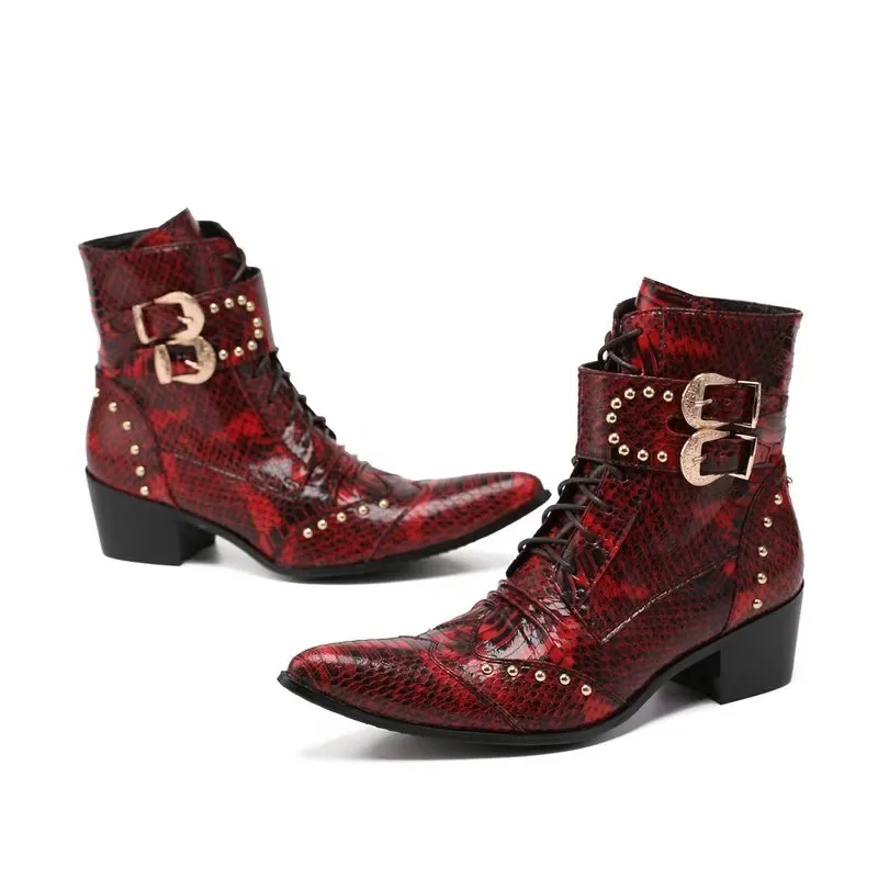 LuxeLeather Exotic-Textured Chic Dress Boots