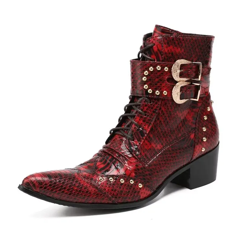 LuxeLeather Exotic-Textured Chic Dress Boots