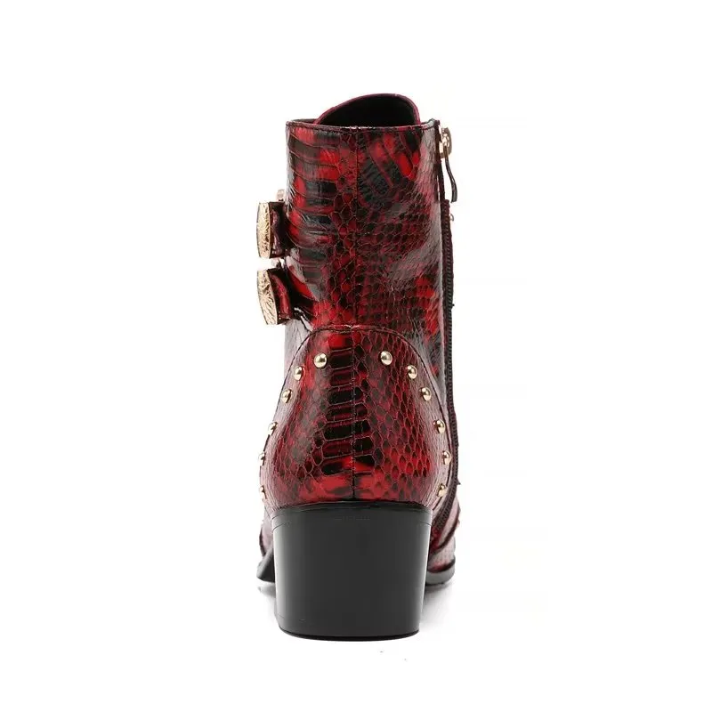 LuxeLeather Exotic-Textured Chic Dress Boots