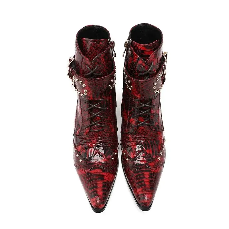 LuxeLeather Exotic-Textured Chic Dress Boots