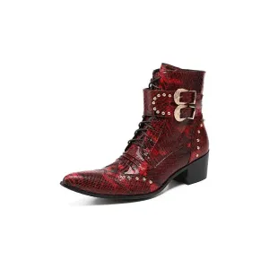 LuxeLeather Exotic-Textured Chic Dress Boots