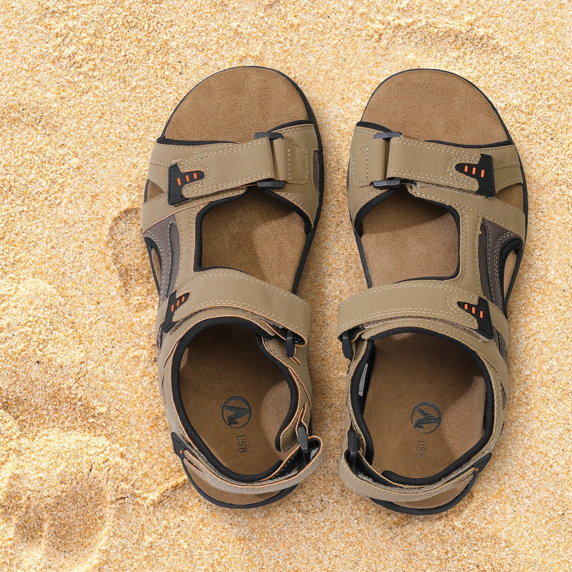Men's Open Sandals With Buckle Strap, Durable Non Slip Outdoor Hiking Trekking Sandals, Comfy Beach Shoes, Spring And Summer