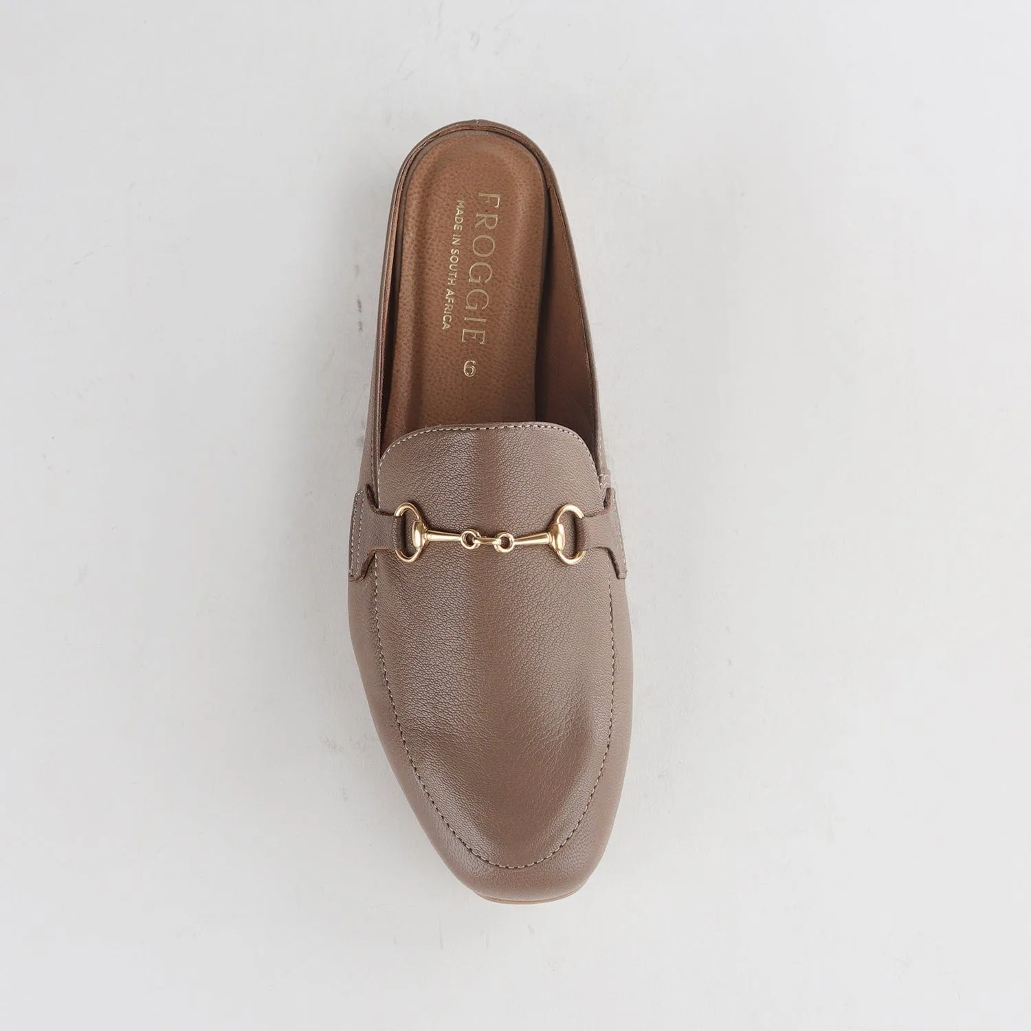 Open back mule with gold trim in Stone Multi - 12450
