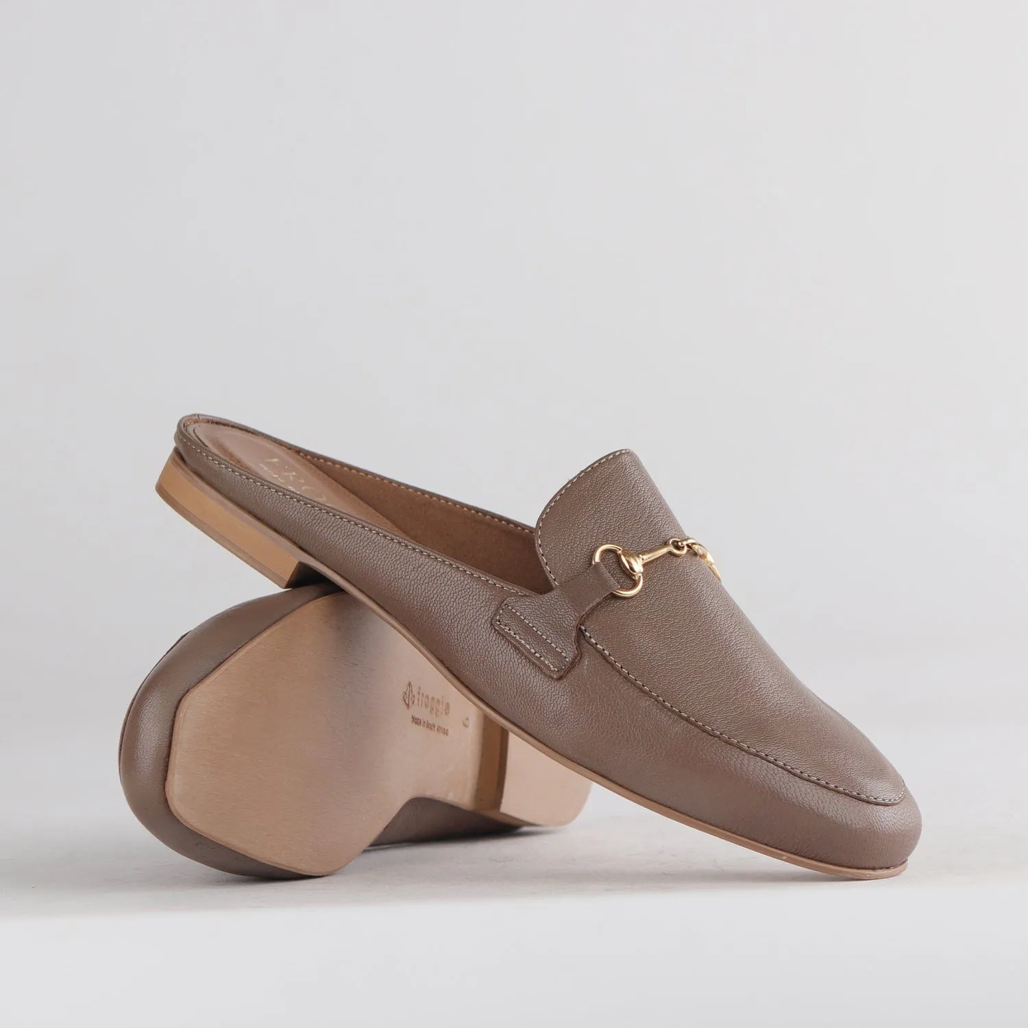 Open back mule with gold trim in Stone Multi - 12450