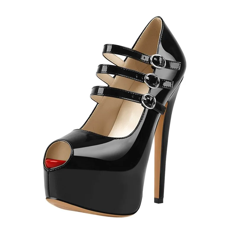 Peep Toe Platform High Heel Ankle Strap Shoes
