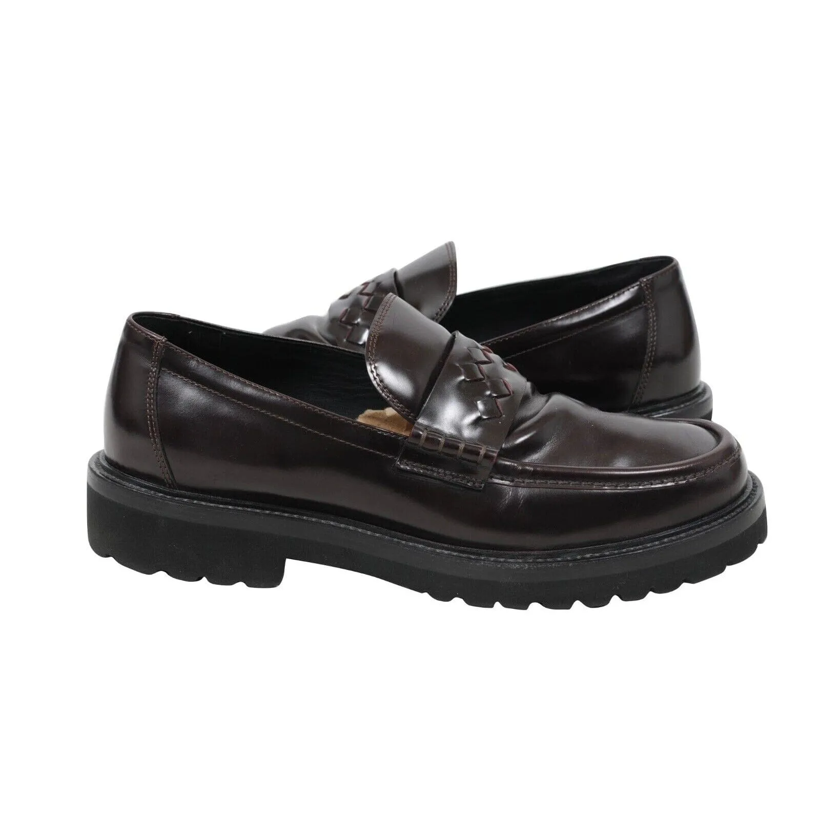 Penny Loafers US 8 IT 41 Burgundy Black Chunky Derby Sole