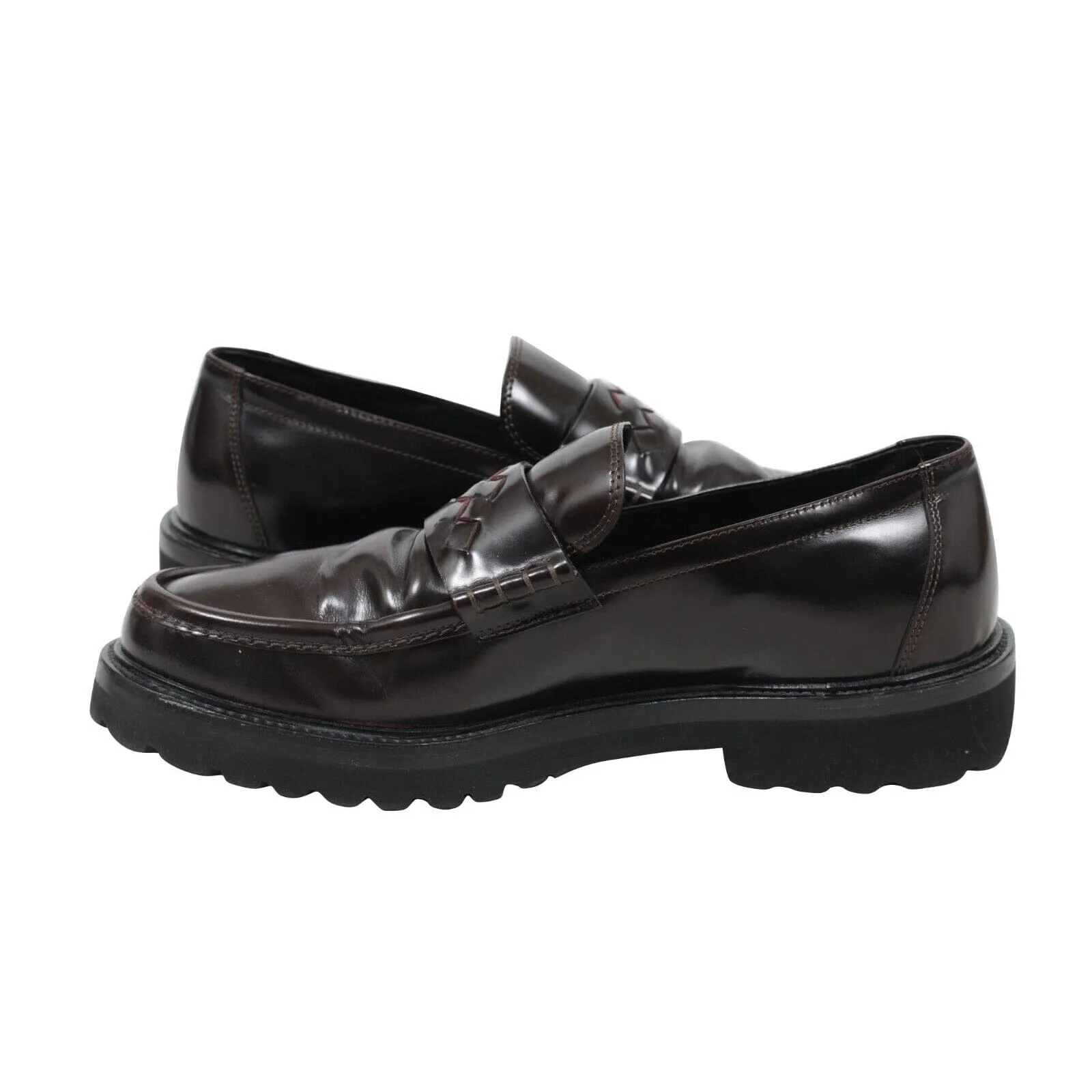 Penny Loafers US 8 IT 41 Burgundy Black Chunky Derby Sole