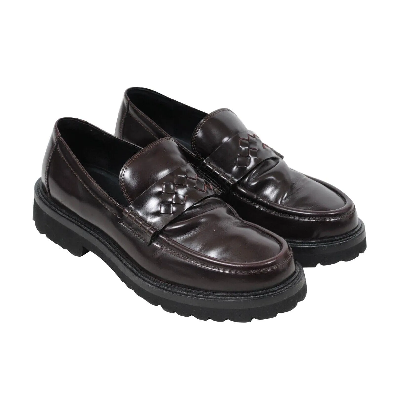 Penny Loafers US 8 IT 41 Burgundy Black Chunky Derby Sole
