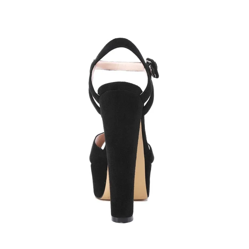 Platform Heels Block Chunky Heel Ankle Strap Sandals