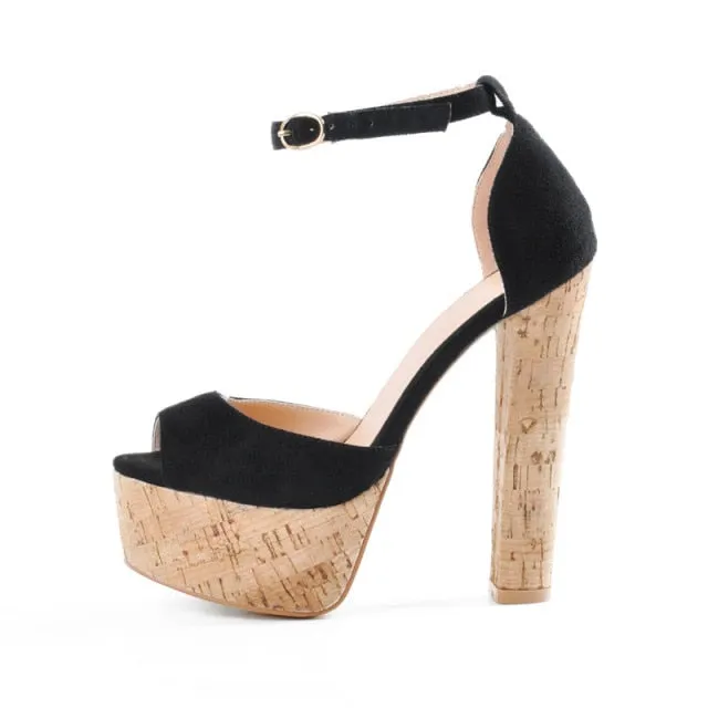 Platform Heels Block Chunky Heel Ankle Strap Sandals