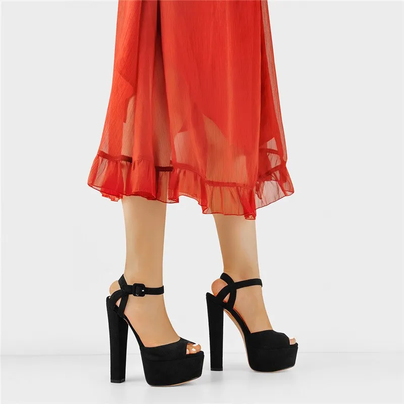 Platform Heels Block Chunky Heel Ankle Strap Sandals